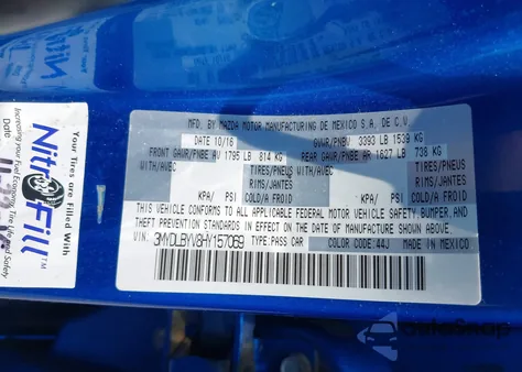 2017 Toyota Yaris Ia from USA, damaged, VIN 3MYDLBYV8HY157069